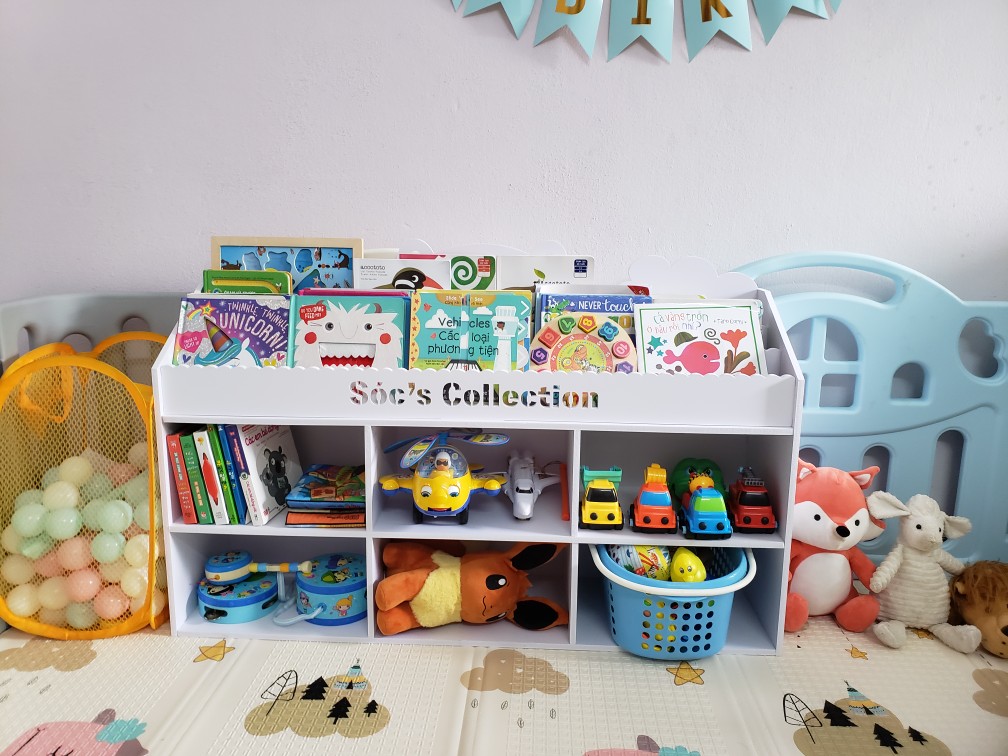 Kệ sách cho bé hai tầng ngăn chứa đồ ( Size vừa)