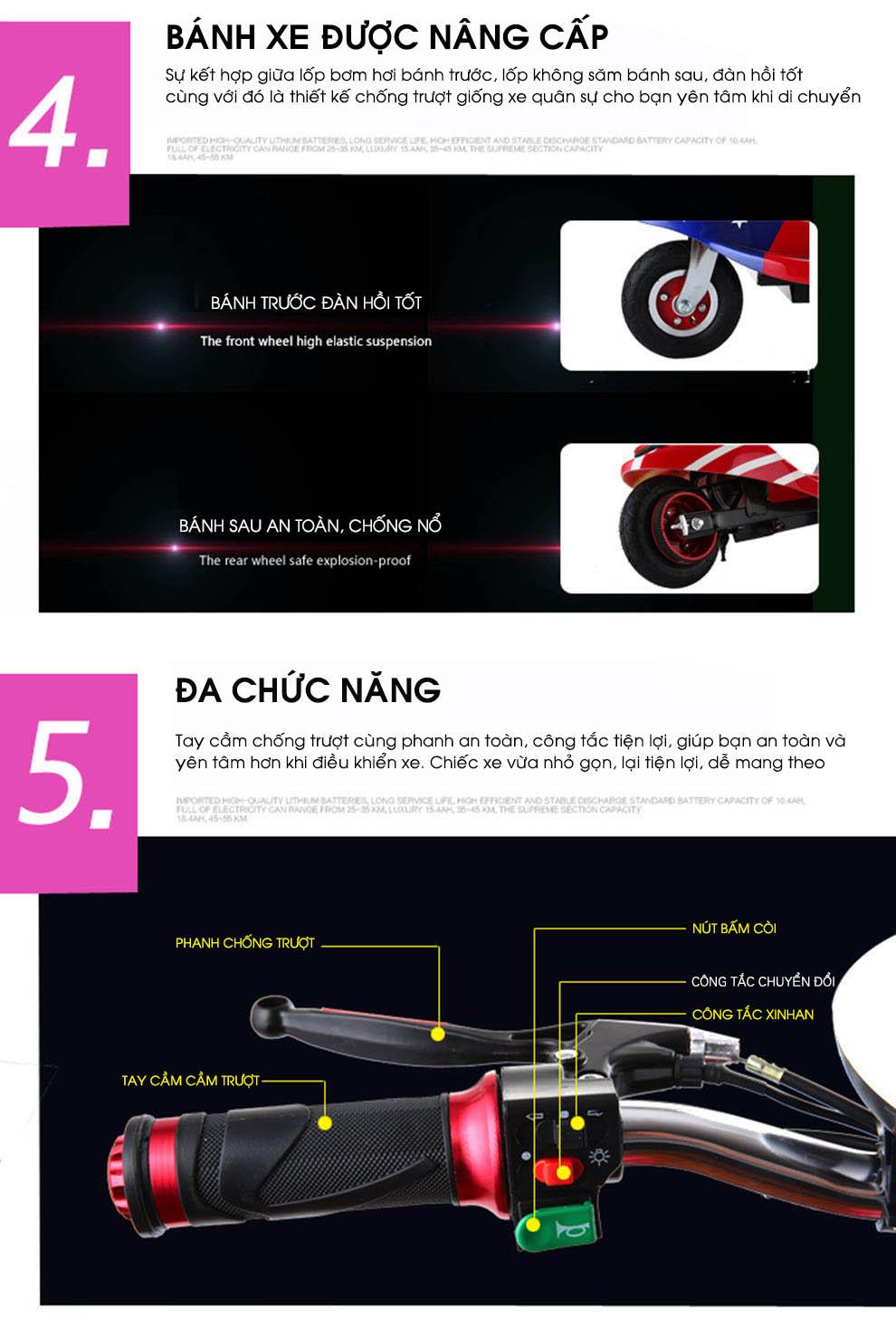 Xe Điện Gấp Gọn Mini E-SCOOTER (Ác Quy 24V-12A/ Có Giảm Sóc Trước/ Tặng Ghế Em Bé)