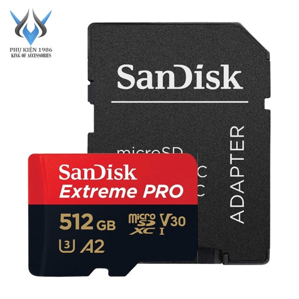 Thẻ Nhớ MicroSDXC SanDisk Extreme Pro V30 U3 4K A2 512GB R170MB/s W90MB/s (Đen đỏ) - Bảo hành 5 năm - Phụ Kiện 1986