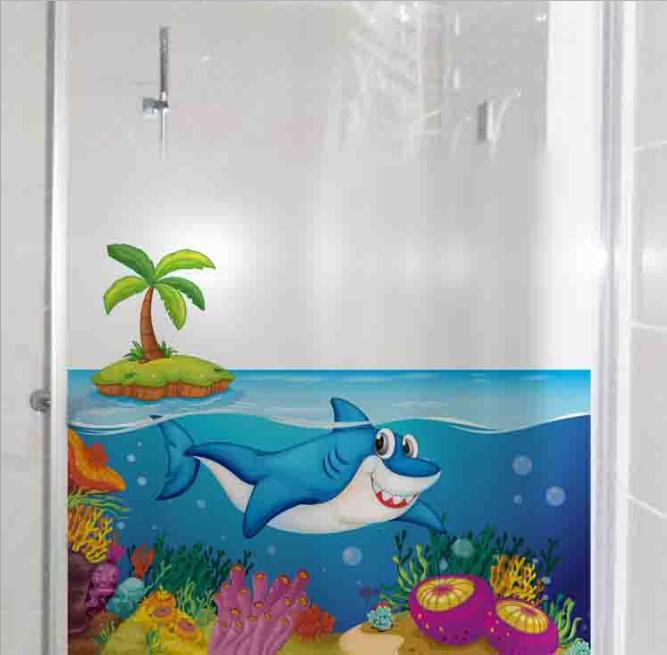 [HCM]Decal Dán Kính Cao Cấp - CÁ MẬP LỚN (60X58CM)-DK7053