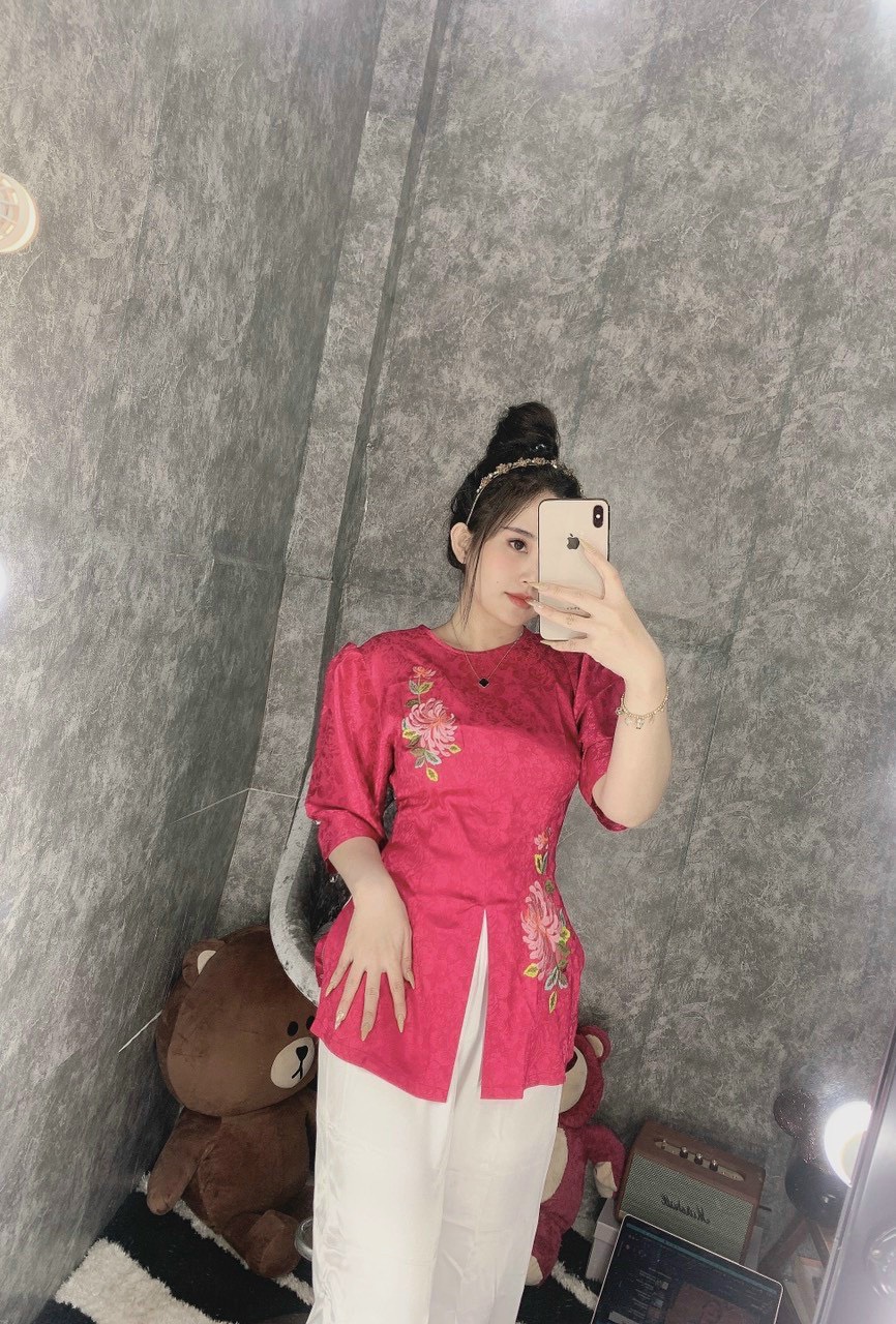 ÁO BÀ BA CÁCH TÂN LỤA GẤM DÂY KÉO