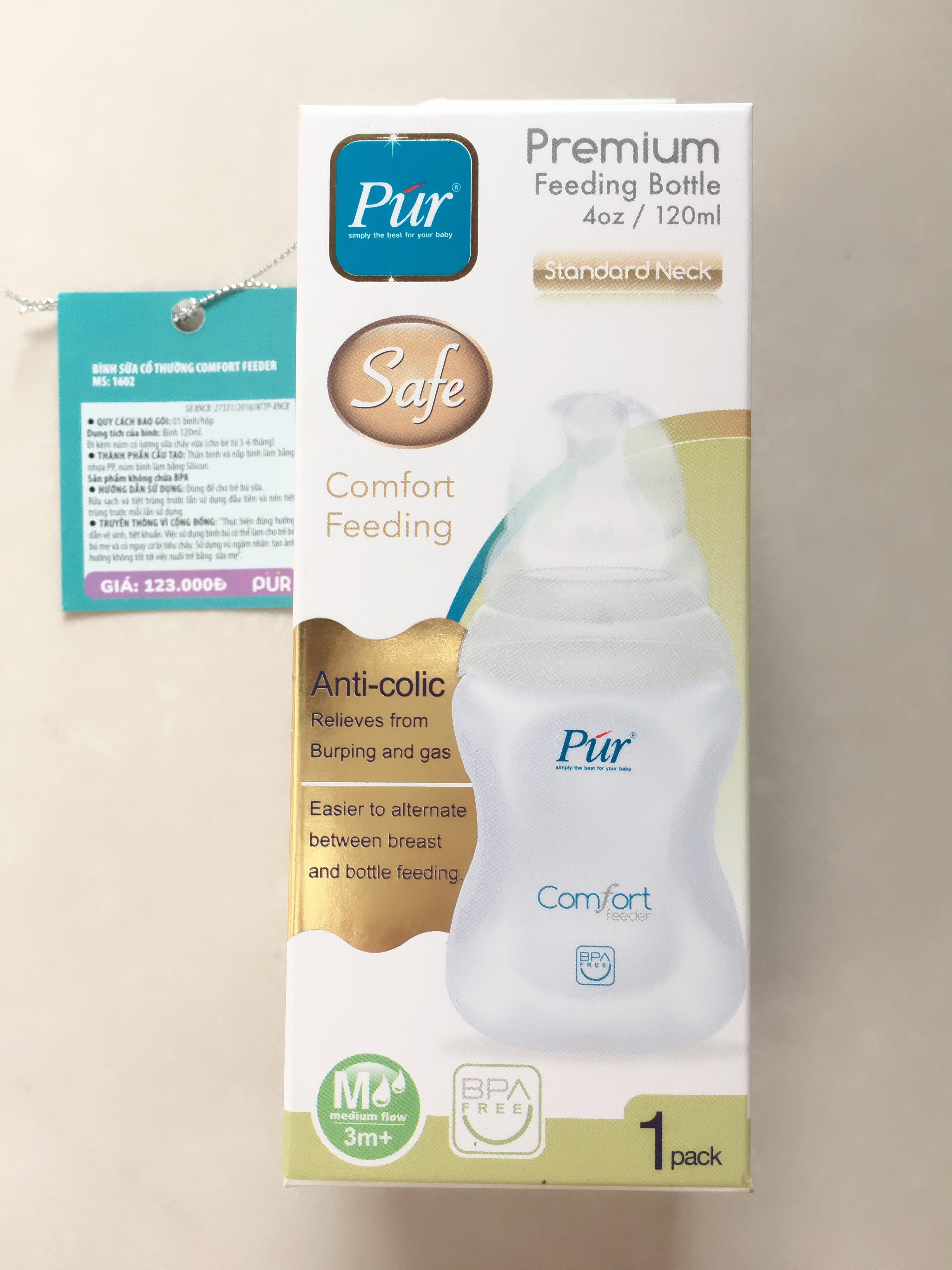 Bình sữa Pur Premium - Cổ thường Thái Lan 120ml