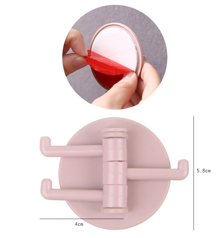 Móc Nhựa Dán Tường 3 Móc Kèm 1 Miếng Dính Tường Xoay 180º Treo Đồ Đa Năng Tiện Lợi