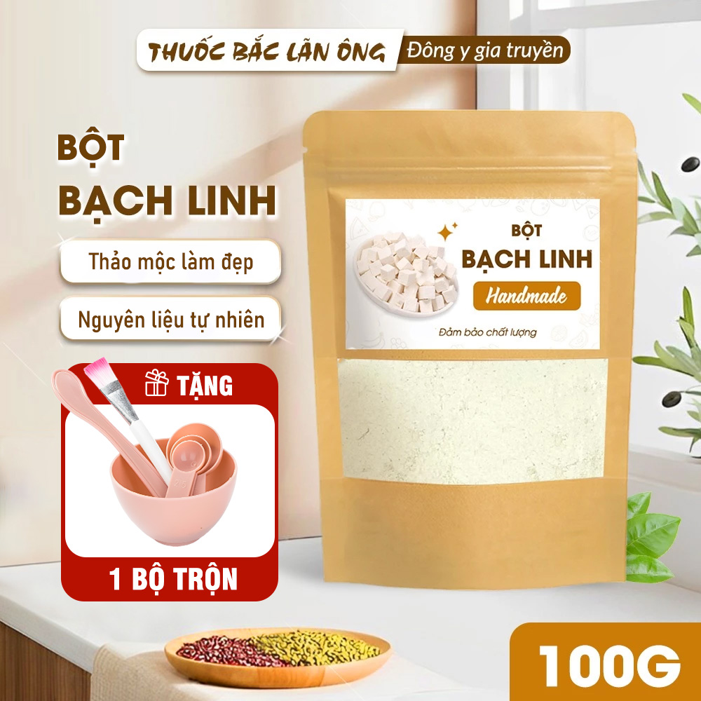 White Linh Powder 100g, Bach Phuc Linh Powder, Pure, Fragrant and Smooth, Used for Drinking, Facial Application - Lan Ong