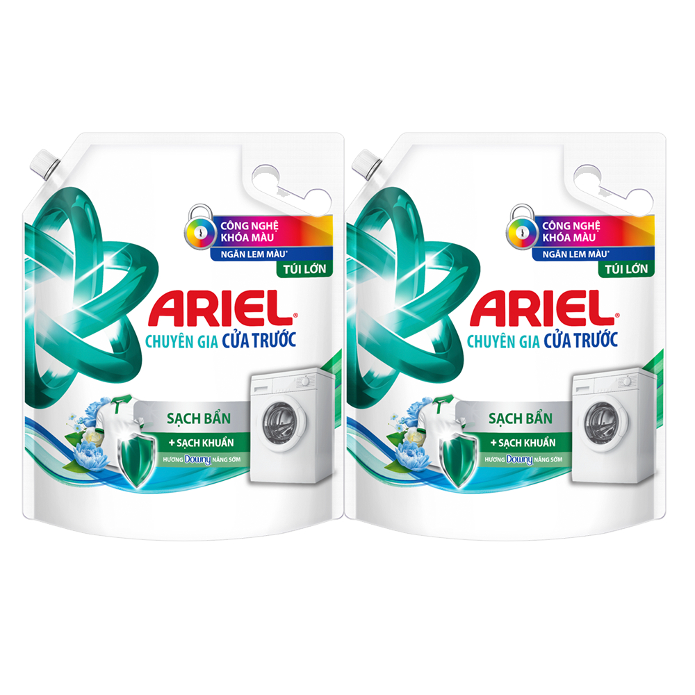 Nước giặt ariel iron chuyên gia cửa trước hương nắng sớm túi 3.2kg - combo 2 túi - bat muoi