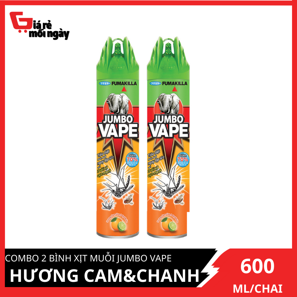 [HCM]COMBO 2 Bình xịt muỗi JUMBO FIK Hương cam&chanh 600ml