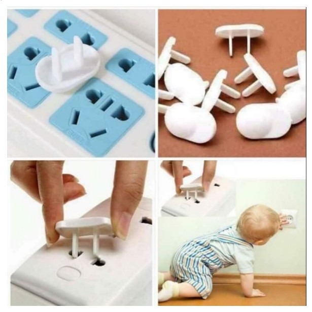 Nút bịt ổ điện 2 chân nhựa trắng bảo vệ an toàn cho bé shopNEM