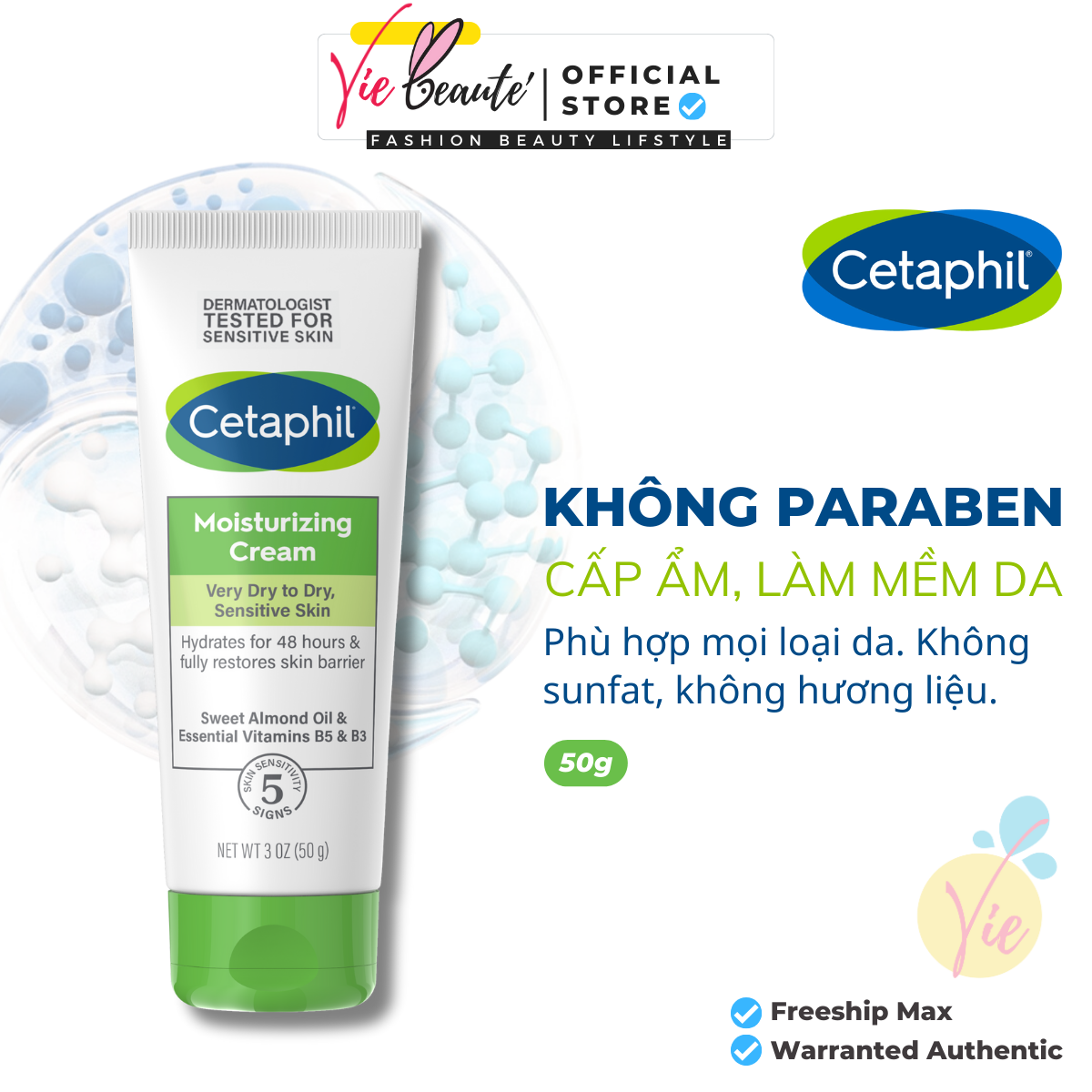Kem Dưỡng Ẩm Cetaphil Dịu Lành Cho Da Nhạy Cảm 50g Moisturising Cream