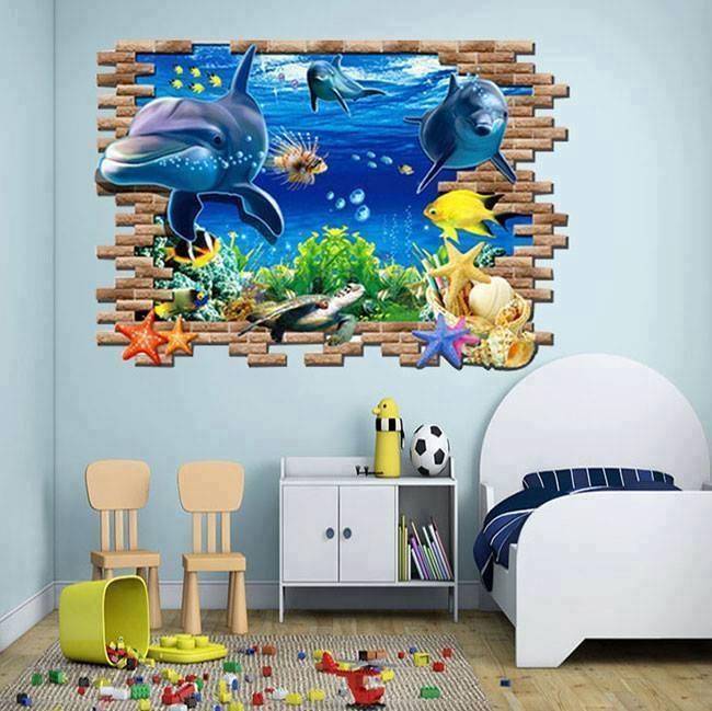 [HCM]DECAL DÁN TƯỜNG CÁ HEO 3D