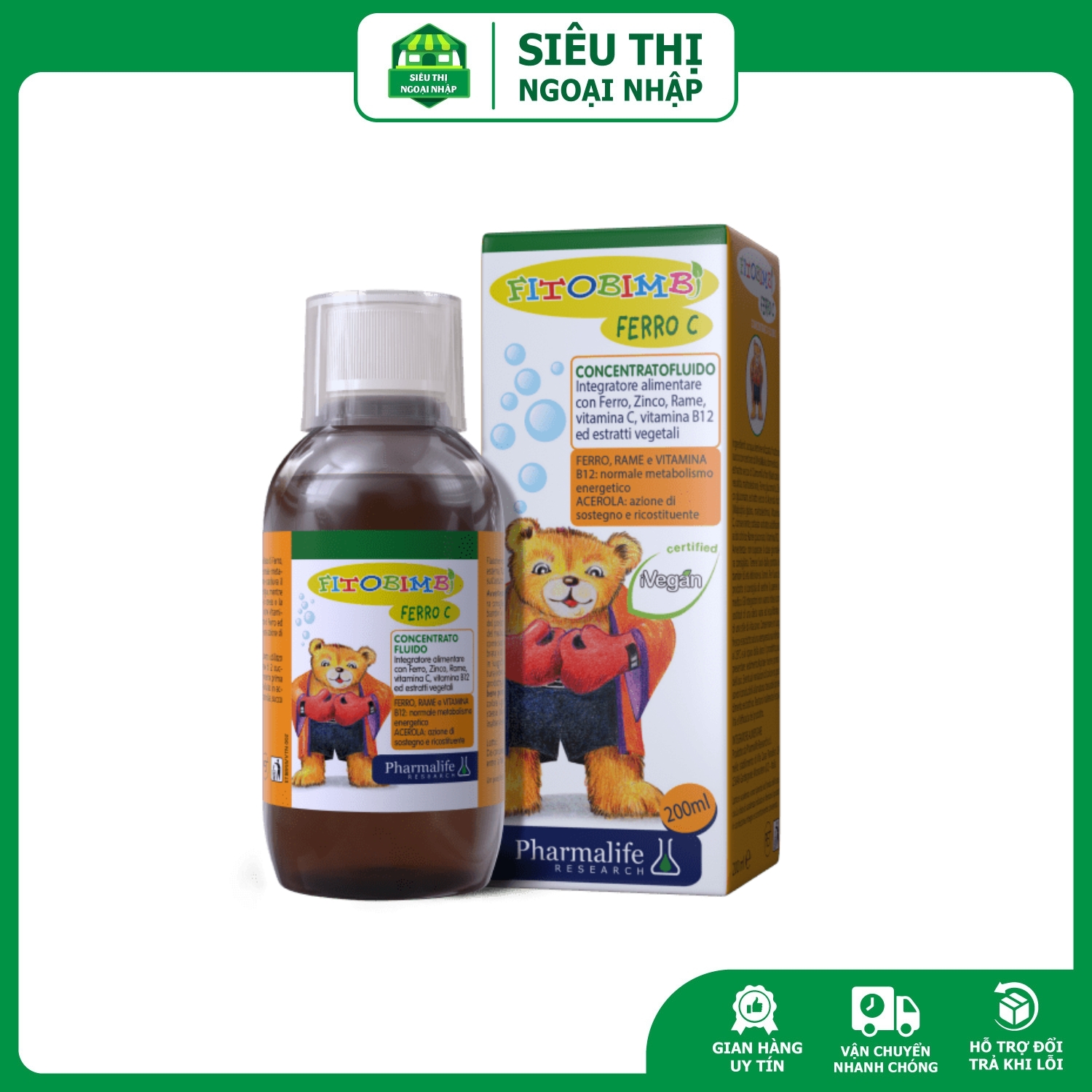 Siro tăng đề kháng Fitobimbi Ferro C bổ súnɡ sắt, kẽm Vtm C