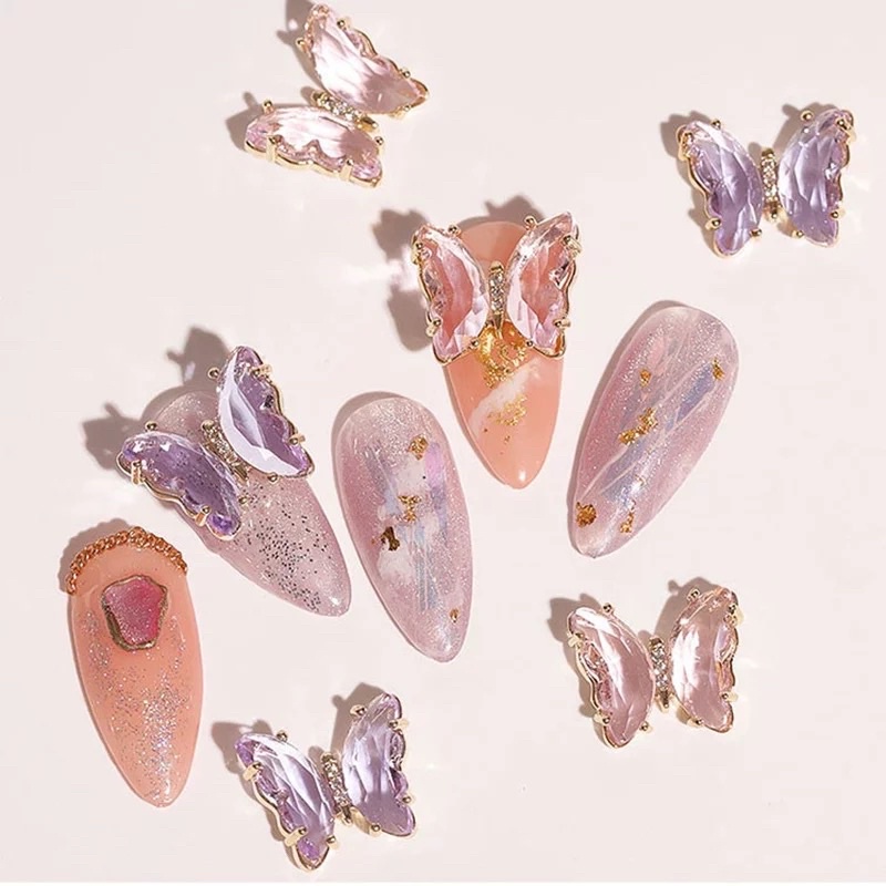 Charm bướm đá đính móng trang trí nail