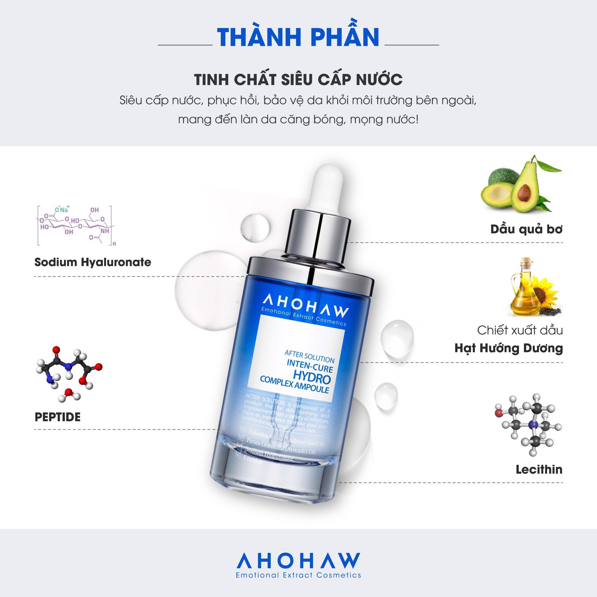 [Tặng quà] Tinh Chất Cấp Ẩm Ahohwa Inten-Cure Hydro Complex Ampoule (50ml)