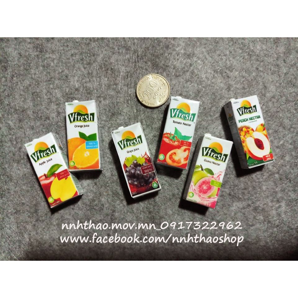 Minifood trang trí mô hình, búp bê_mô hình hộp nước ép