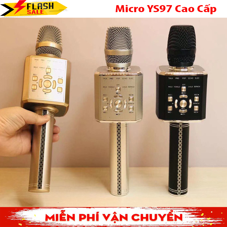 [ HÀNG NHẬT ] Mic Karaoke Bluetooth   YS-97- Mic Karaoke Bluetooth Tích Hợp Live Stream Sound Card 3 In 1 Cao Cấp- Karaoke Xe Hơi Gia Đình, Nghe Nhạc Cực Hay, Âm Bass Cực ĐỈnh, Mic Bắt Giọng Rất Tốt, Bh 12 tháng