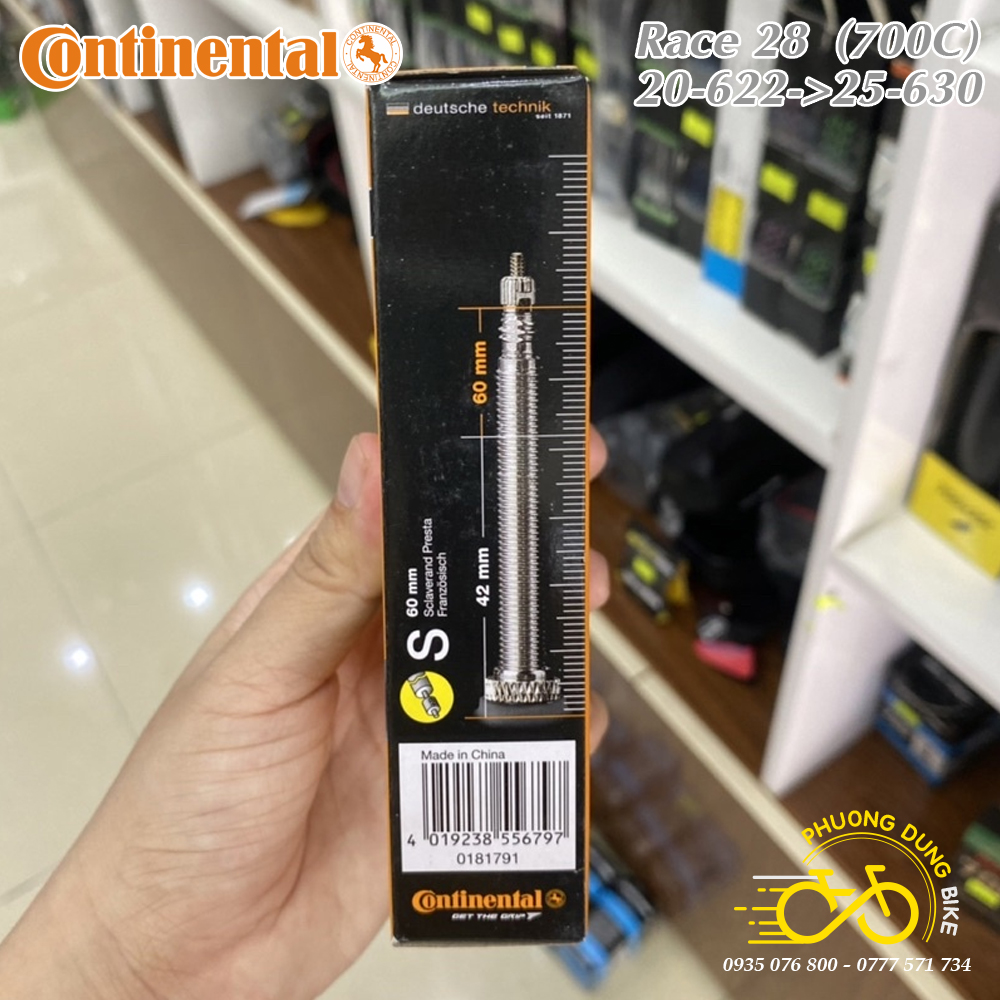 Ruột (Săm) xe đạp CONTINENTAL 700x20-25C VAN PHÁP - VAN XE ĐẠP