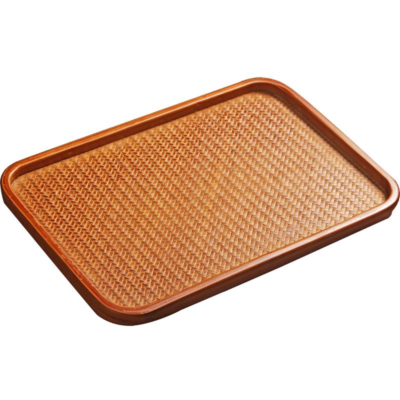 Bamboo Weaving Tray feng cha pan Rectangular Vintage Tea Ceremony Bamboo Saucer Household Kung Fu Tea Set Storage Solid Wood Accessories