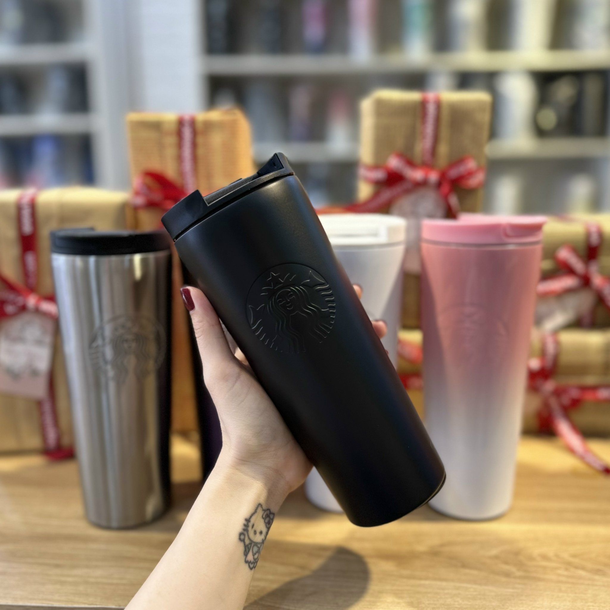 [HCM]Bình Giữ Nhiệt Starbucks Hồng Ombre Đen Inox Tím 473ML B230