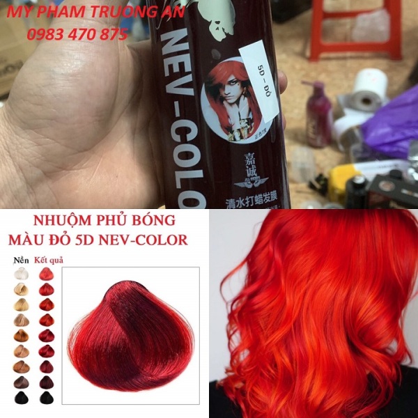 Nhuộm Phủ Bóng Màu Đỏ 5D Hàn Quốc 450ml Nev-Color nhập khẩu