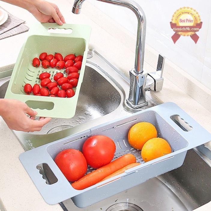 Rổ gác bồn rửa bát gấp gọn đa năng lúa mạch tiện dụng