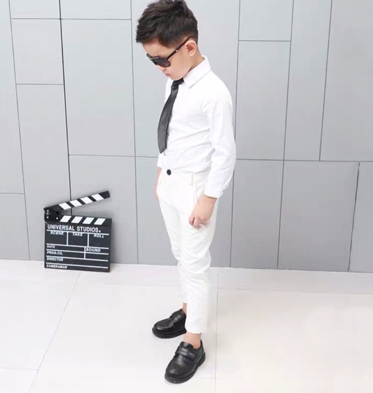 Set bộ bé trai - Set áo sơ mi trắng quần kaki lịch lãm size từ 10-40kg