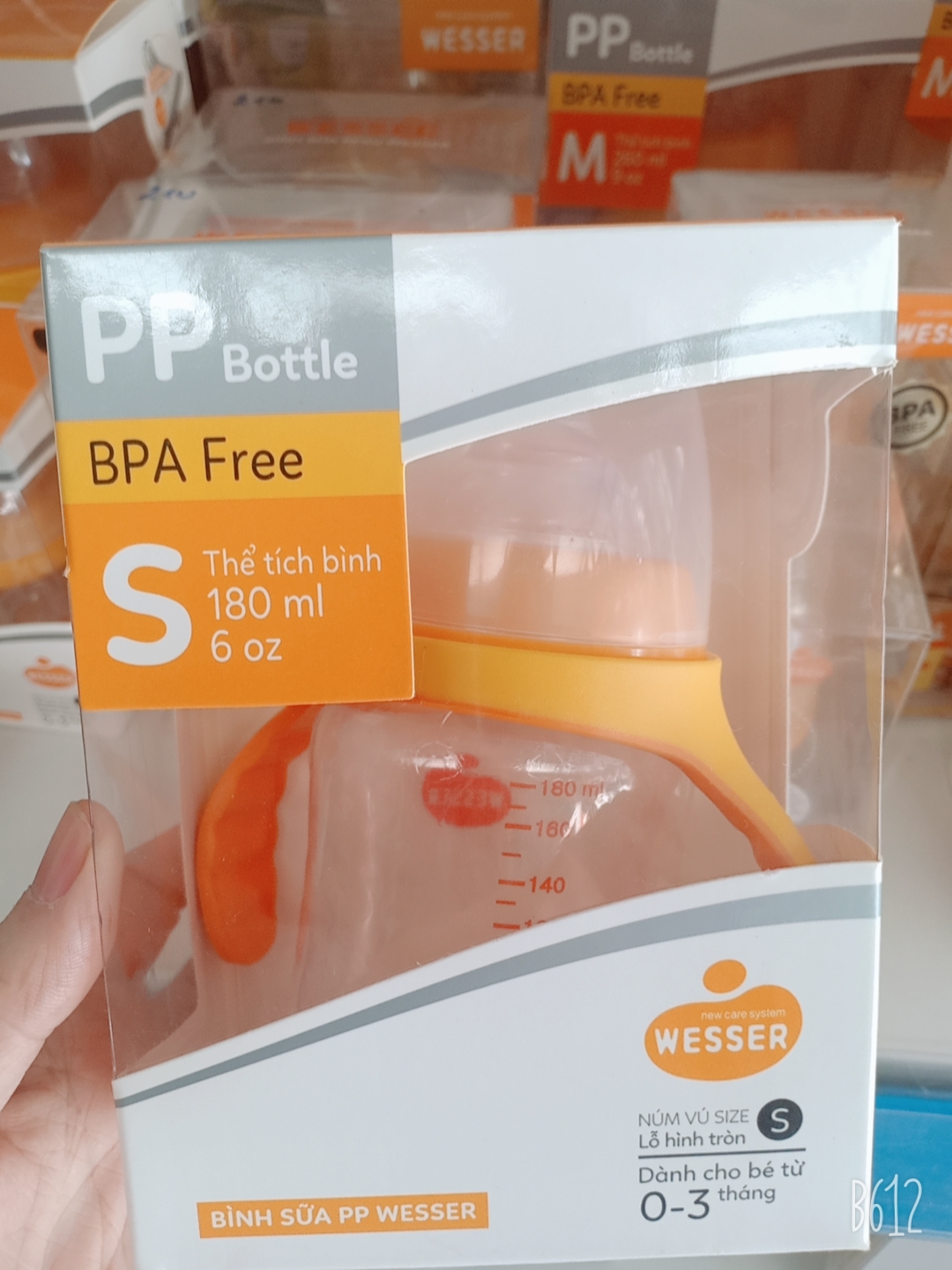 Bình sữa Wesser cổ rộng PP 180ml - S