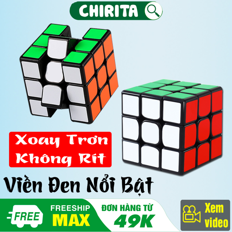 Rubik 3x3 VIỀN ĐEN Loại Xịn - Rubik 3x3 Xoay Trơn, Cục Rubik 3x3, Rubik 3x3 Giá Trẻ Siêu Mượt - Đồ Chơi Trẻ Em CHIRITA (Shop Có Bán Rubik Biến Thể, Rubik Megaminx, Combo Rubik)