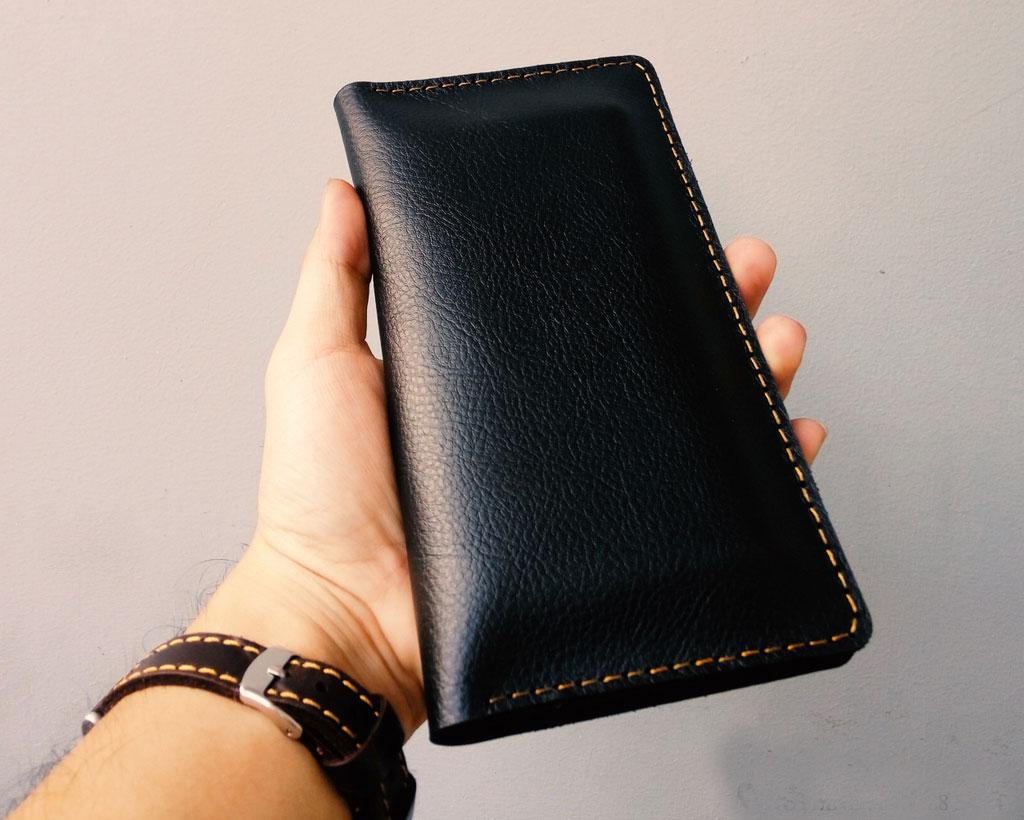[HCM]Ví nam mẫu dài handmade da (Nâu)