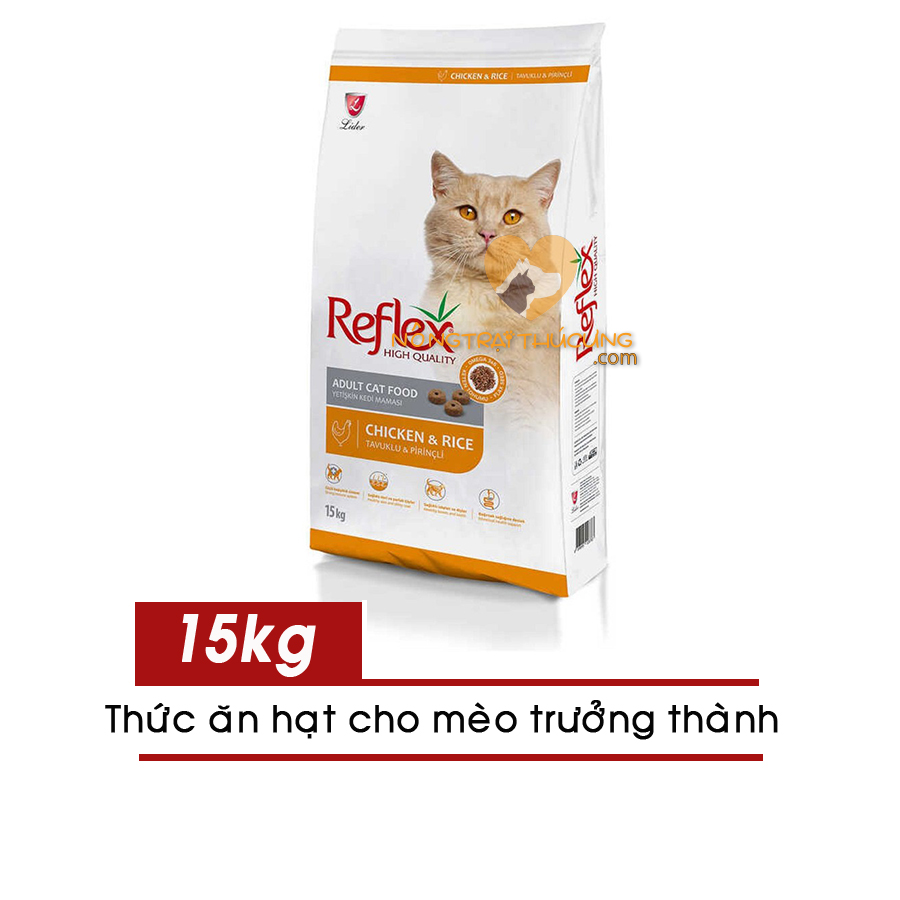 Hạt Cho Mèo Lớn Reflex Adult Bao 15KG - Vị Gà&Gạo - [Nông Trại Thú Cưng]