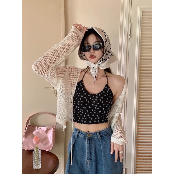 set áo lưới mỏng mix yếm dây hoa hot hit  (có bán rời)