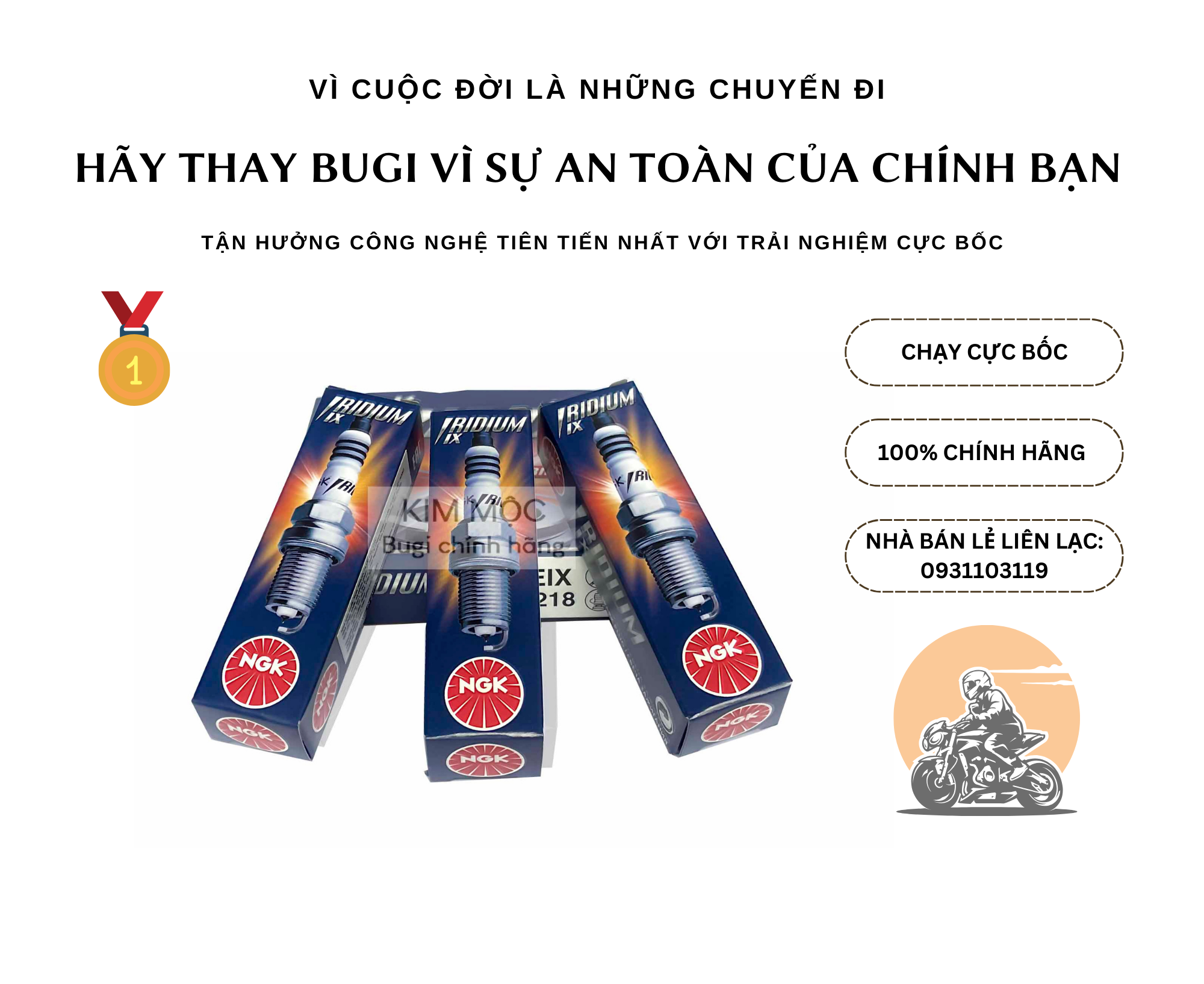 [CHÍNH HÃNG 100%] - Bugi NGK Dòng IRRIDIUM - cao cấp cho xe máy