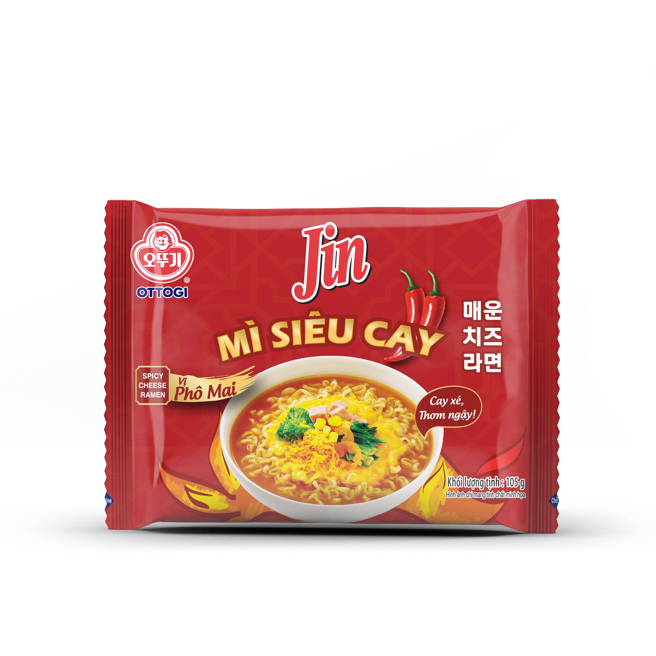 [ĐANG GIẢM GIÁ]Combo 5 gói Mì Jin siêu cay vị phô mai Otoki 105g