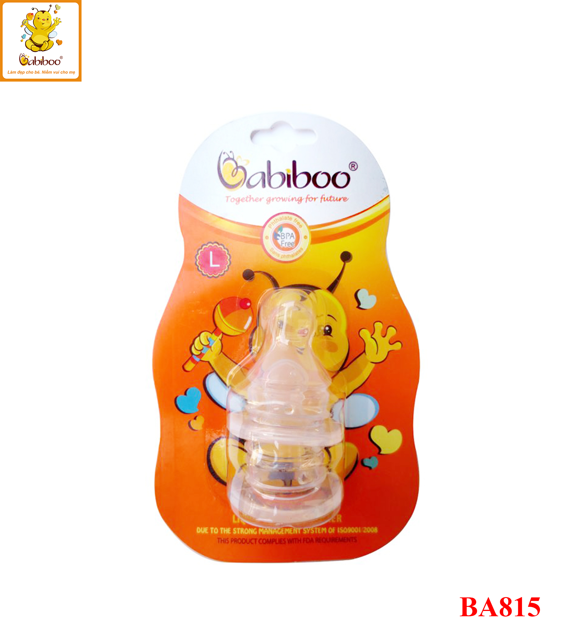 Núm ty silicone lỗ dẹp 2 cái/vĩ babiboo - ba815