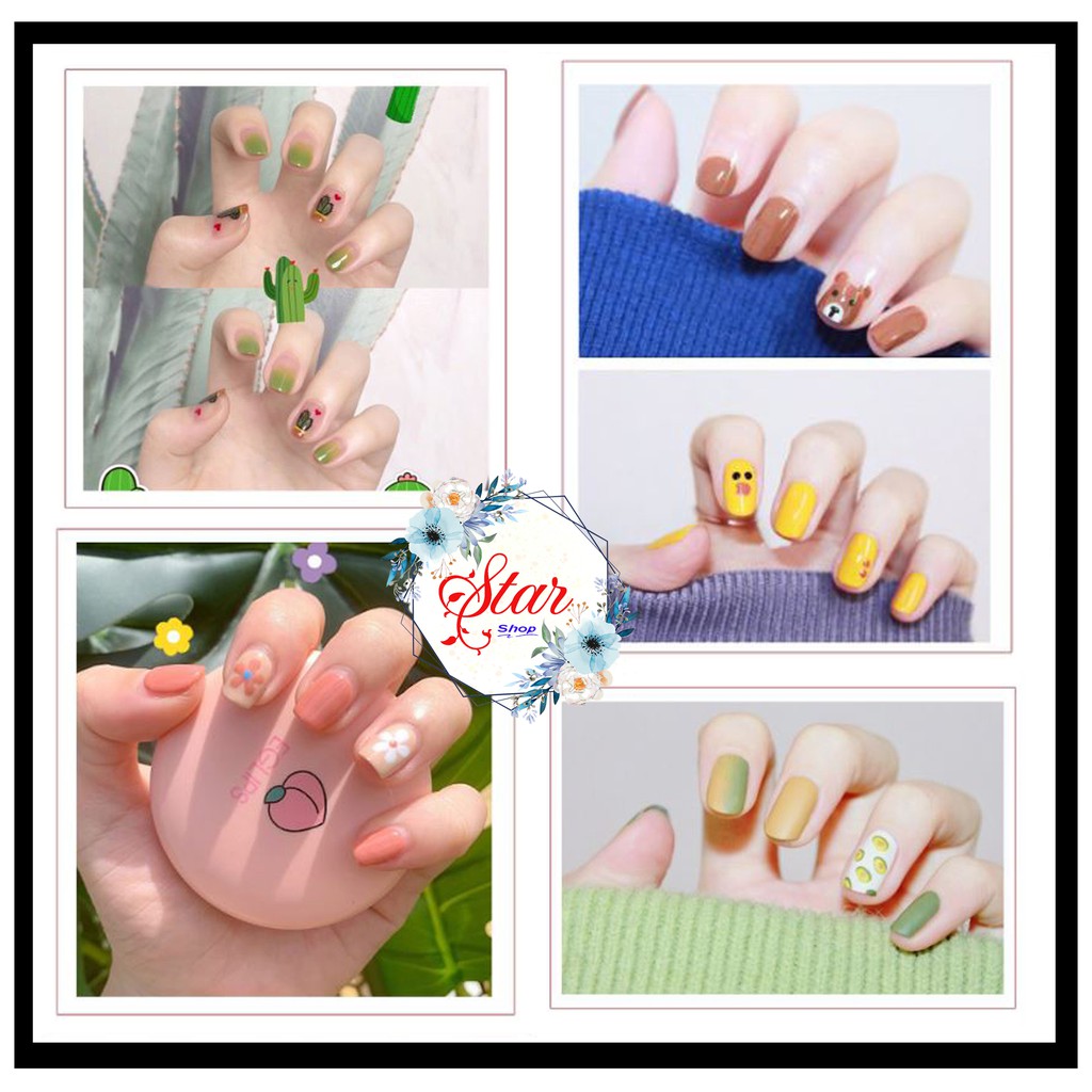 Sticker Dán Móng Bộ 14 Miếng Nhiều Màu sắc ( Tặng Dũa Móng Tay )