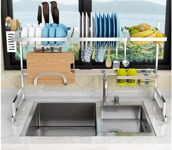 Kệ để chén bát trên chậu rửa inox 304 dày , size 85cm- kệ để chén bát trên chậu rửa - re0598