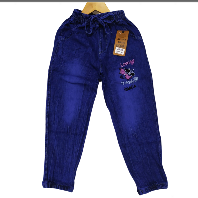 Quần jeans dài cực xinh cho bé gái 16-40kg chất mềm mại, thoáng mát thời trang đơn giản -mẫu thêu mèo Love