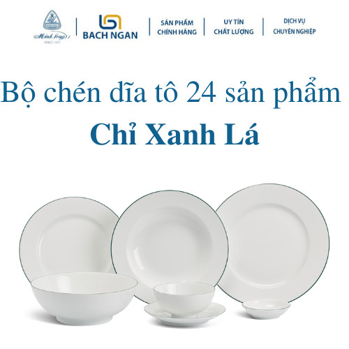 Bộ 6 chén chấm Minh long 9 cm Jasmine Chỉ Xanh Lá
