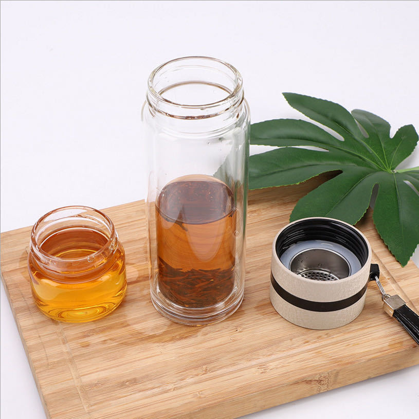 Bình thủy tinh 2 lớp có lọc trà 500ml ,bình pha trà cà phê