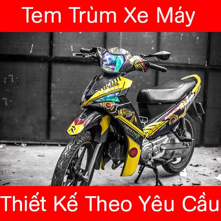 Tem trùm Sirius vàng đen monster Fi, team trùm sirius đẹp, độ tem sirius, tem dán xe máy sirius, decal sirius, tem trùm sirius rẻ đẹp