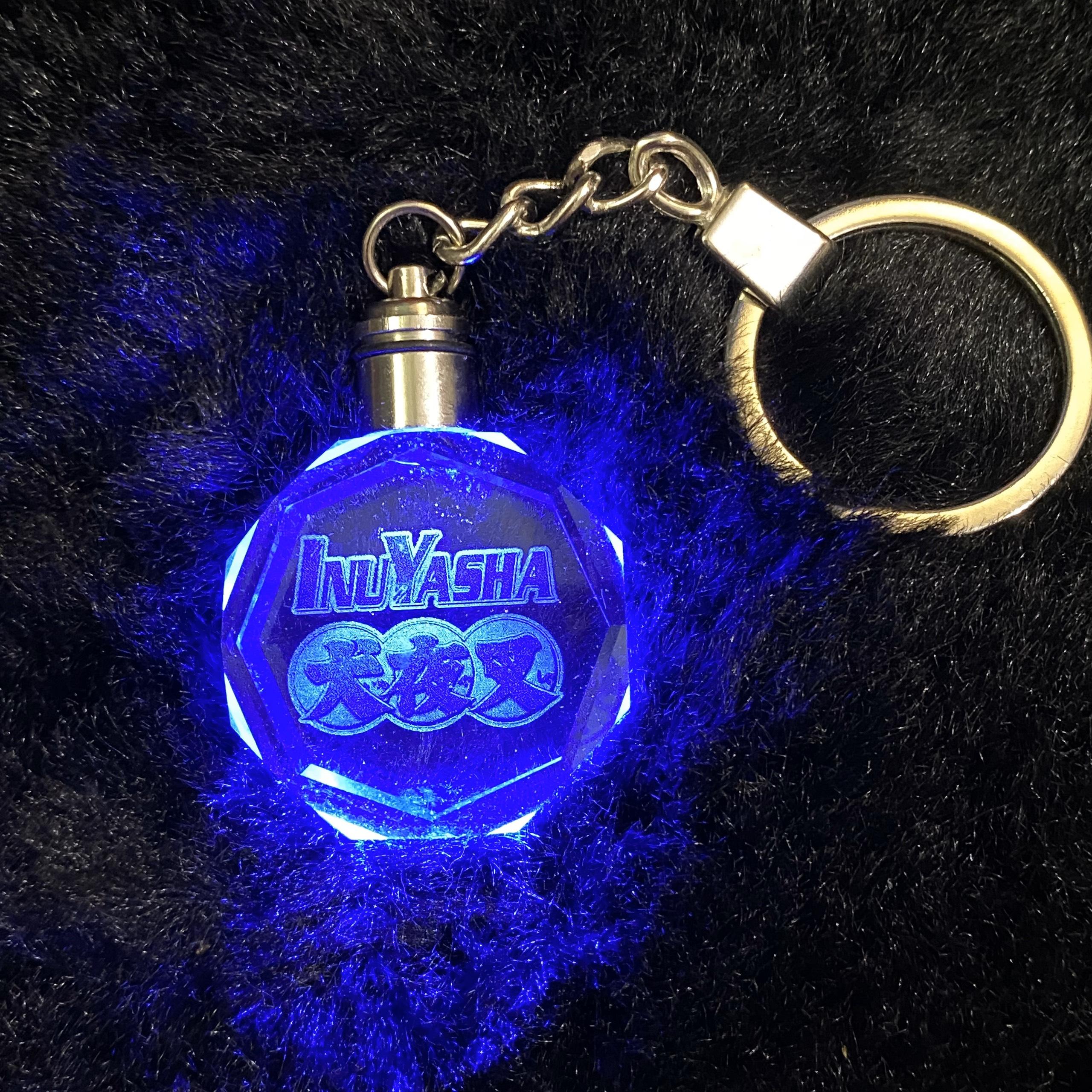 Móc khóa phát sáng Inuyasha Khuyển dạ xoa thủy tinh pha lê anime chibi