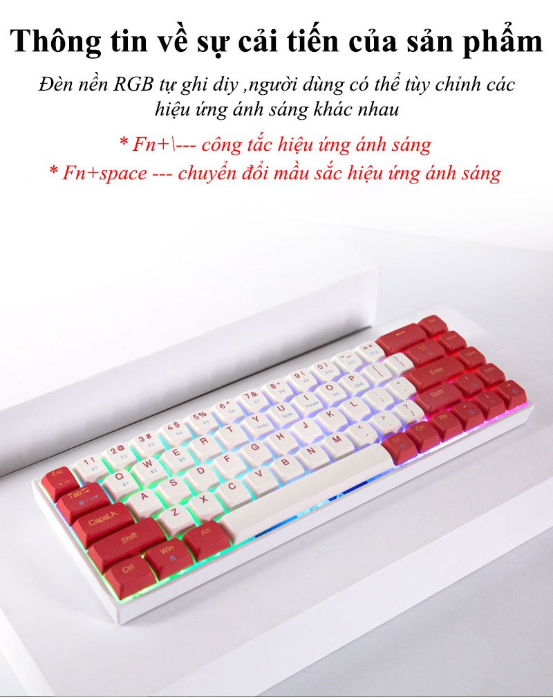 Bàn phím cơ không dây Dual Mode Newmen GM680,Layout 68 phím Hotswap,đa chế độ kết nối (Bluetooth 5.0/Wired/2.4GHz), Keycap PBT, tặng thêm keycap Rồng Hổ,Led RGB 20 hiệu ứng-Hàng chính hãng, bảo hành 24 tháng, dùng cho Laptop/Mac/PC/tablet