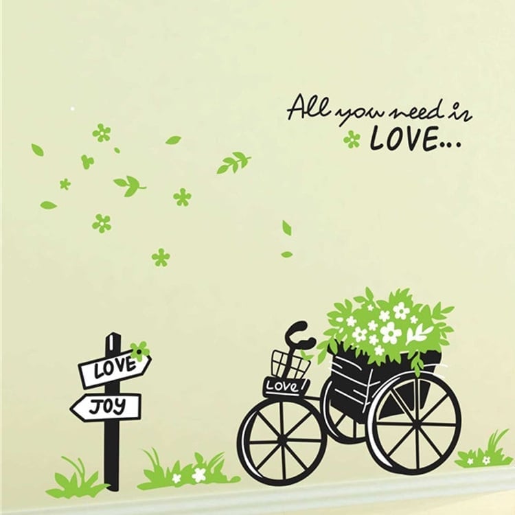 [HCM]DECAL DÁN TƯỜNG CỬA SỔ VÀ XE ĐẠP XANH