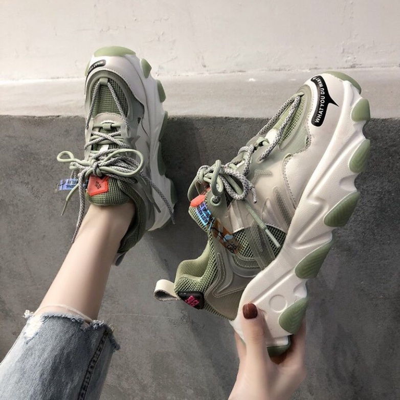 Giày thể thao nữ ULzzang 2 dây buộc kiểu đế cao lượn sóng mẫu mới 2020 CAMSTORE giá rẻ