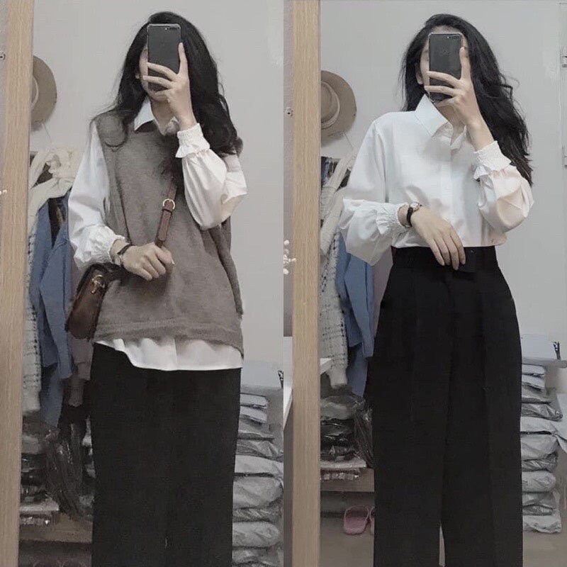 [25-27/4 Hoàn tiền 15%]Áo SƠ MI NỮ TAY BỒNG BO m101