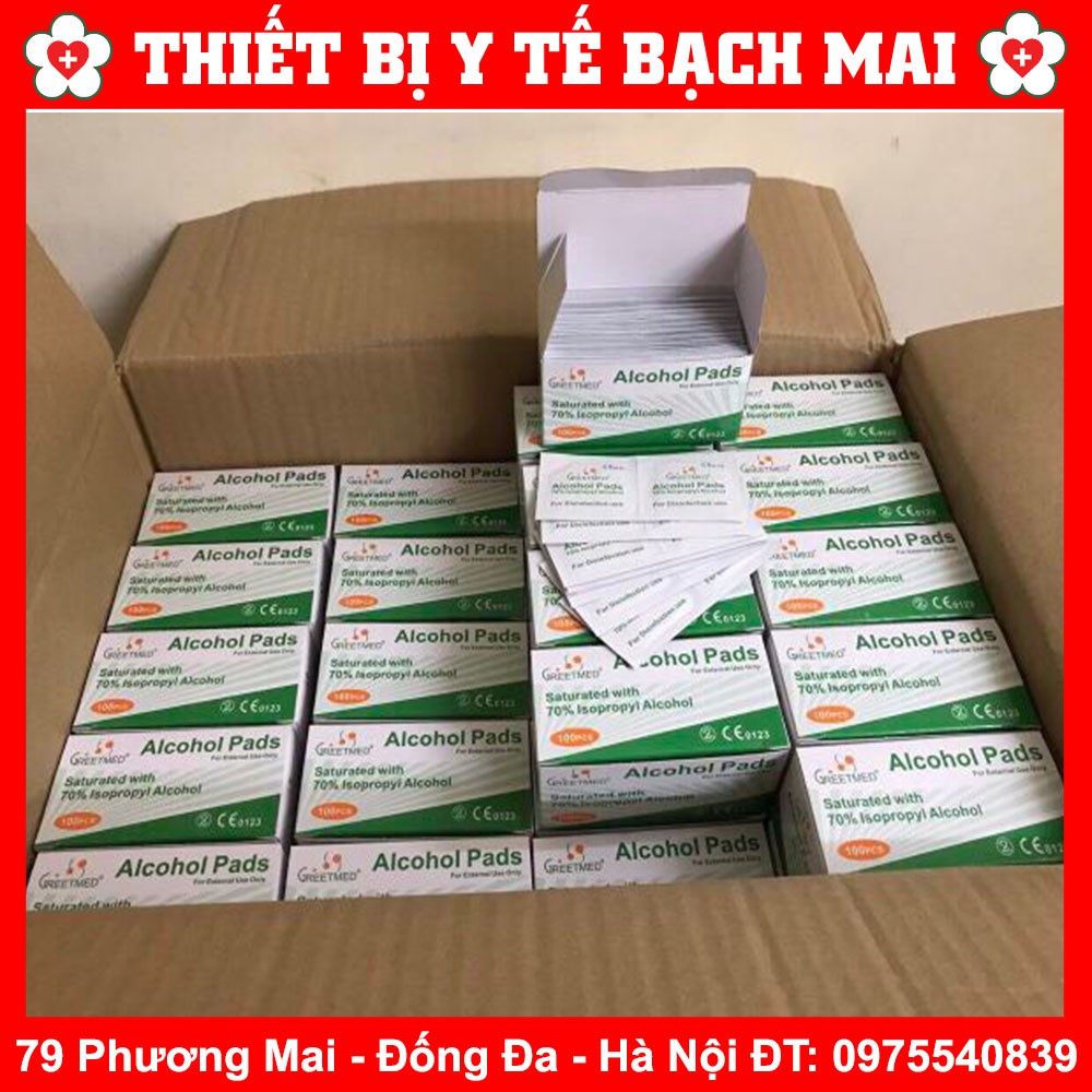 Gạc Tẩm Cồn Greetmed Hộp 100 Miếng