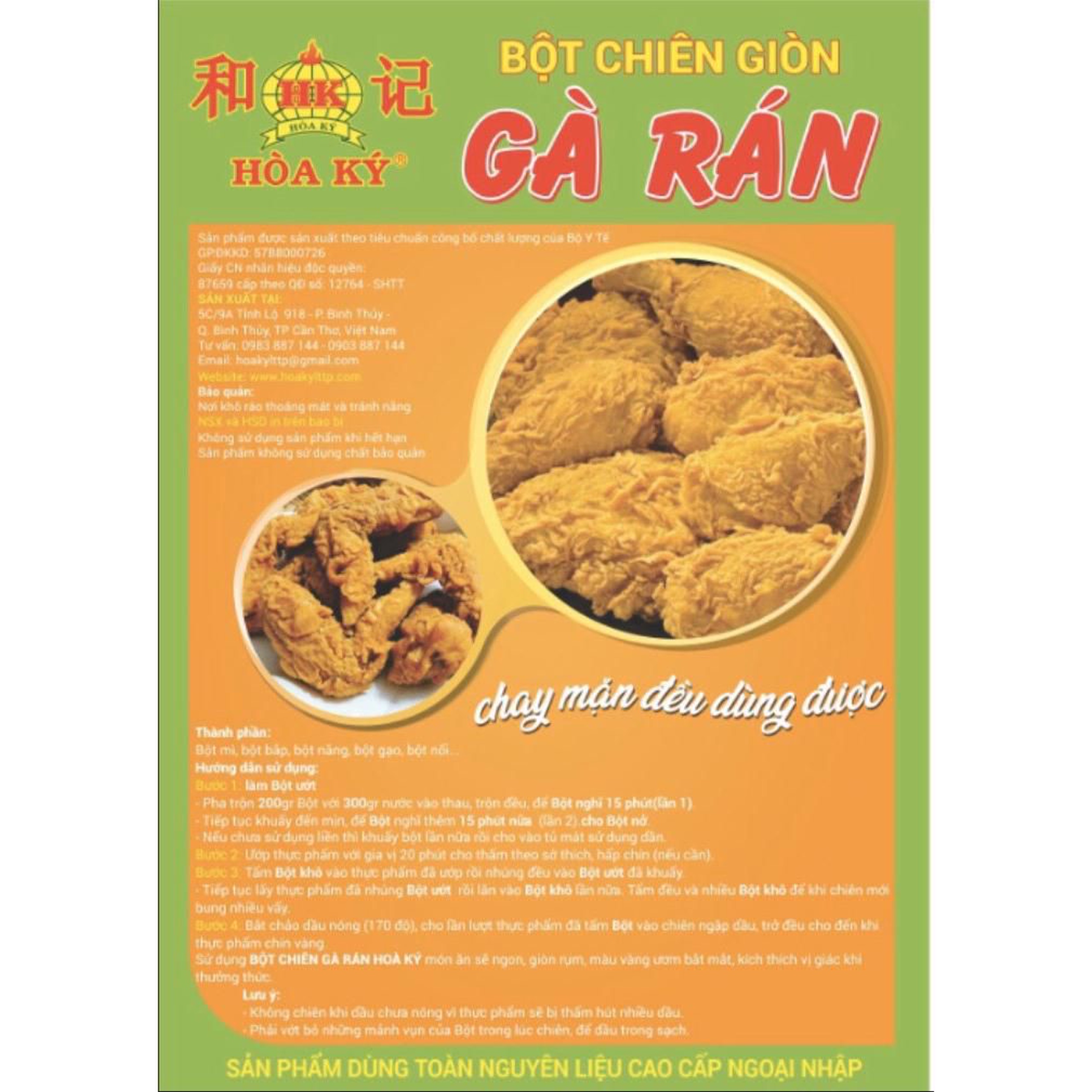 BỘT CHIÊN GÀ RÁN  1Kg, chuyên dùng làm món chiên gà rán KFC và các loại thịt, rau củ, chuối...