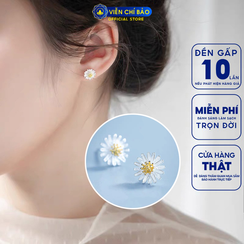 Bông tai bạc nữ Cúc Họa Mi chất liệu bạc 925 thời trang phụ kiện trang sức nữ thương hiệu Viễn Chí Bảo B400522