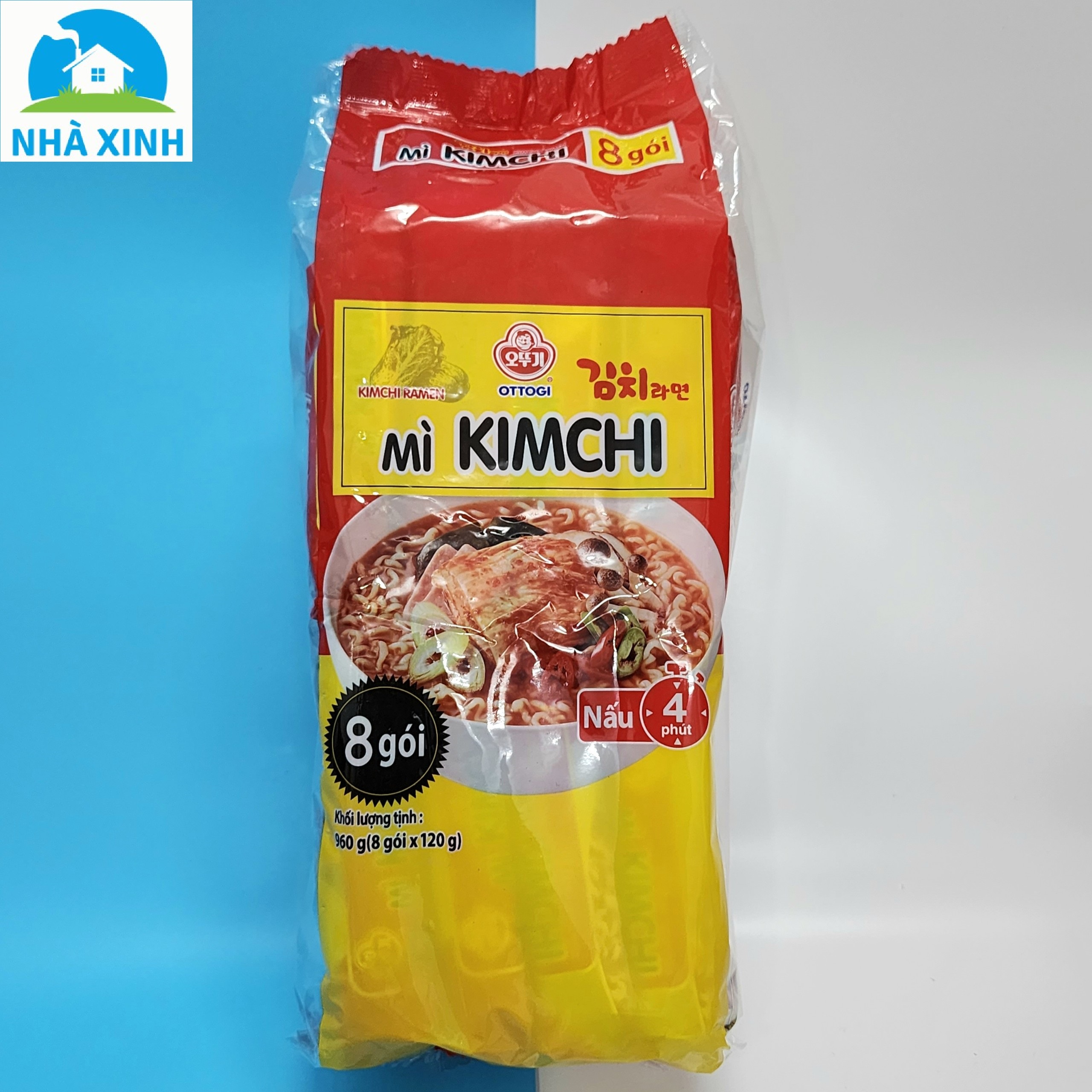 Lốc 8 gói Mì Kim chi & Mì bò hầm Otoki gói 120g - Mì Hàn Quốc sản xuất tại Việt Nam, sợi mì dai ngon, giá tiết kiệm!