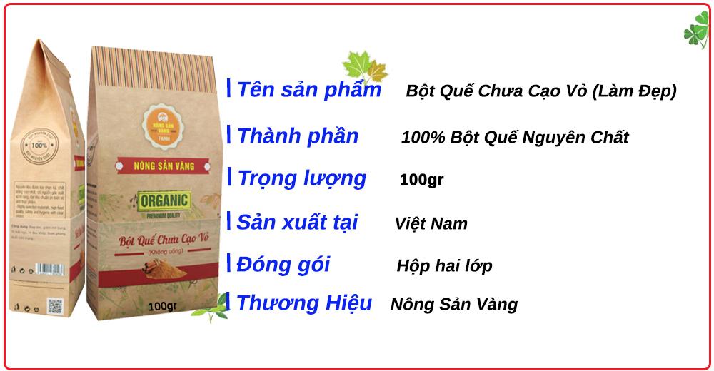 [HCM]Bột Quế Nguyên Chất Chưa Cạo Vỏ (Làm Đẹp) 100gr giảm cân giảm mỡ bụng đắp mặt - Nông Sản Vàng