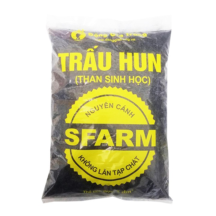 Giá thể Trấu Hun Sfarm trộn đất trồng cây, tơi xốp, giữ chất dinh dưỡng cho rau, hoa hồng, phong lan - 5dm3