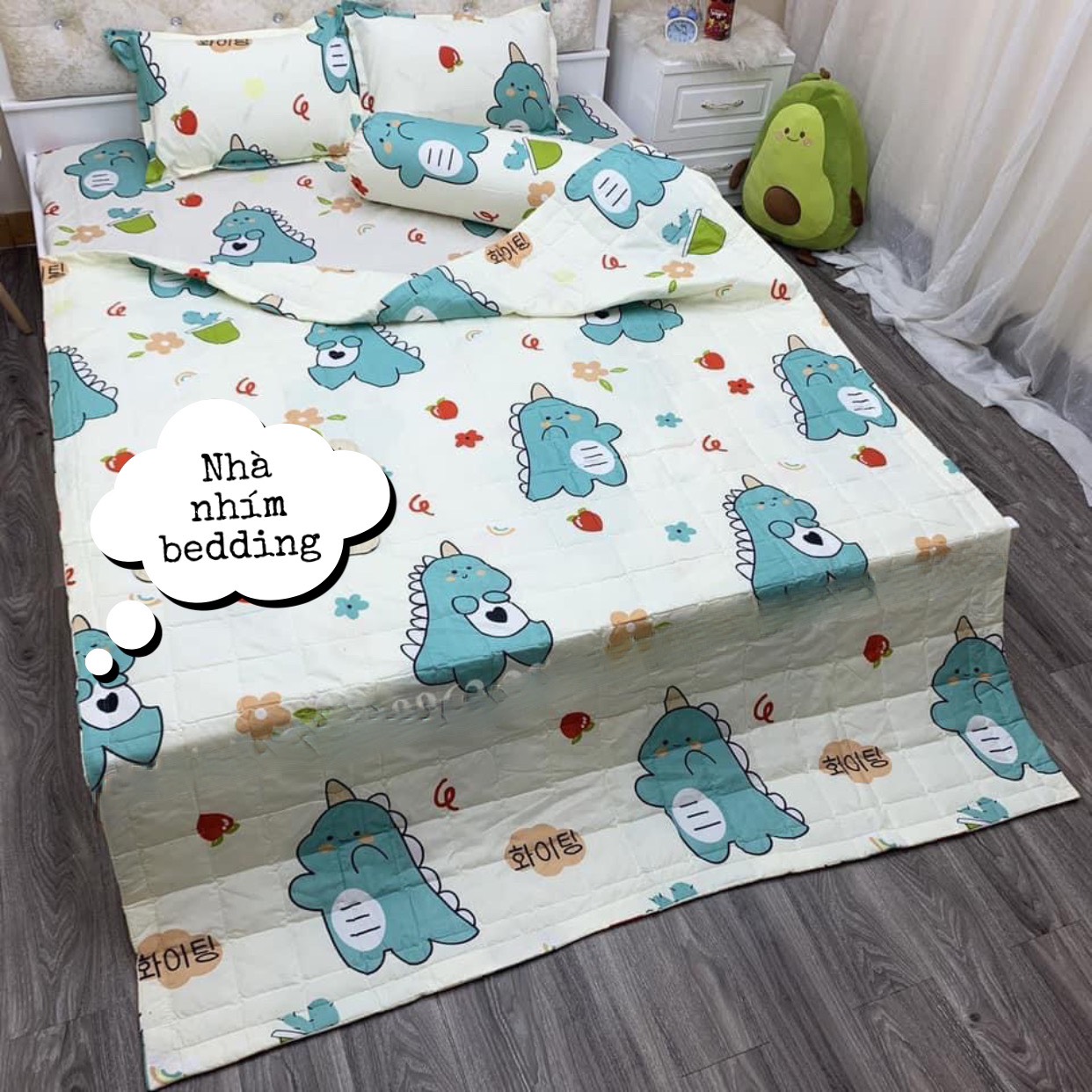 Bộ Chăn Ga Gối Hè Thu 5 Món, Chất cotton poly ( Gồm 1 Chăn Hè, 1 ga bo chun,2 vỏ gối nằm và 1 vỏ gối ôm)